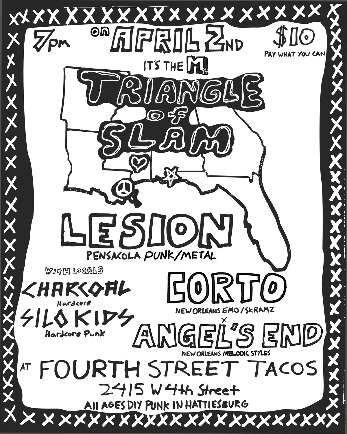LESION (Pensacola), CORTO (New Orleans), ANGEL'S END (New Orleans)